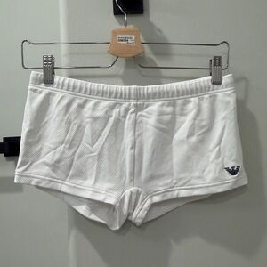 Emporio Armani white swim trunks